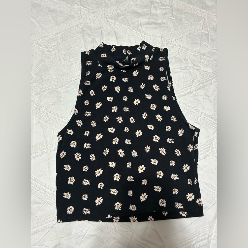 Forever 21 Black Floral Tank Top